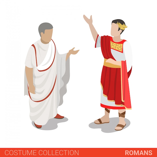 ローマ帝国シーザーと上院議員のベクトルイラスト プレミアムベクター