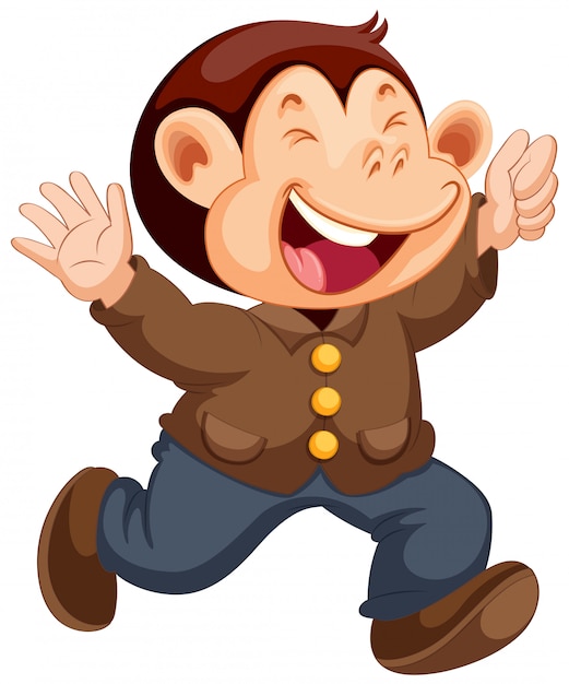 幸せな猿の漫画のキャラクター 無料のベクター