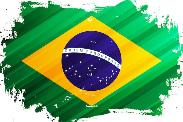 ブラジルのブラシストロークの旗 ブラジル連邦共和国の国旗 ベクトルイラスト プレミアムベクター