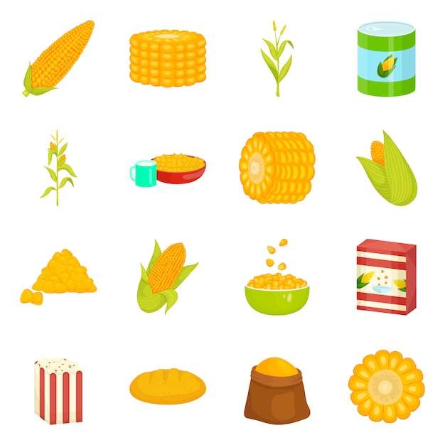 トウモロコシと食品のロゴのベクトルイラスト トウモロコシと作物の