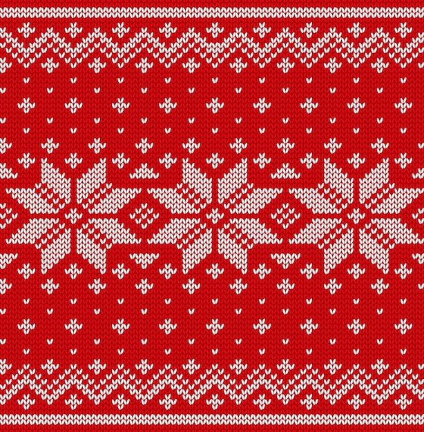 クリスマスのシームレスなパターン 北欧デザインのニット プレミアムベクター