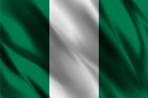風シルク背景テンプレートでナイジェリアの国旗 プレミアムベクター