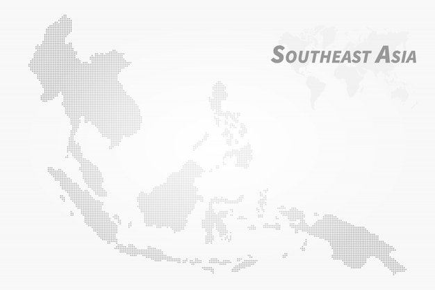 東南アジアの地図 ハイディテールドットデザイン プレミアムベクター