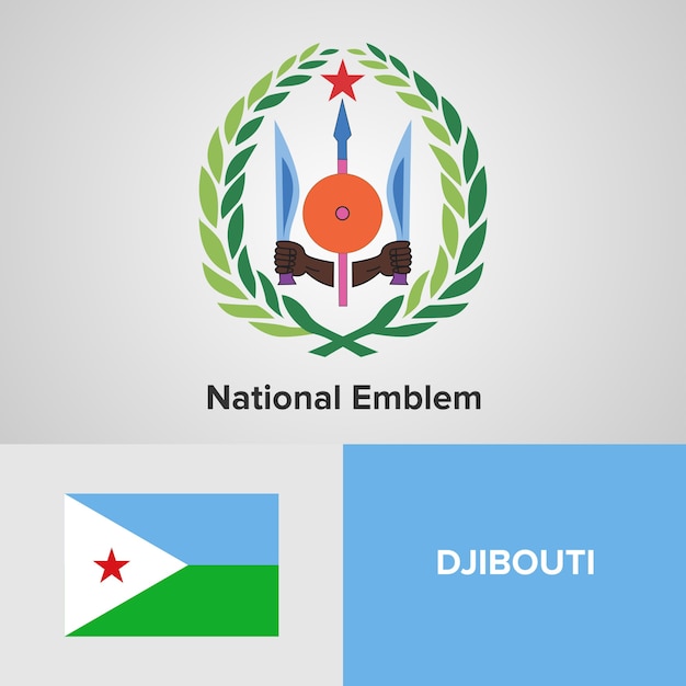 ジブチ国旗と旗 プレミアムベクター