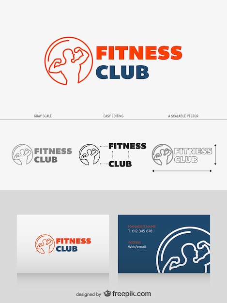 ロゴデザインのフィットネスクラブ 無料のベクター