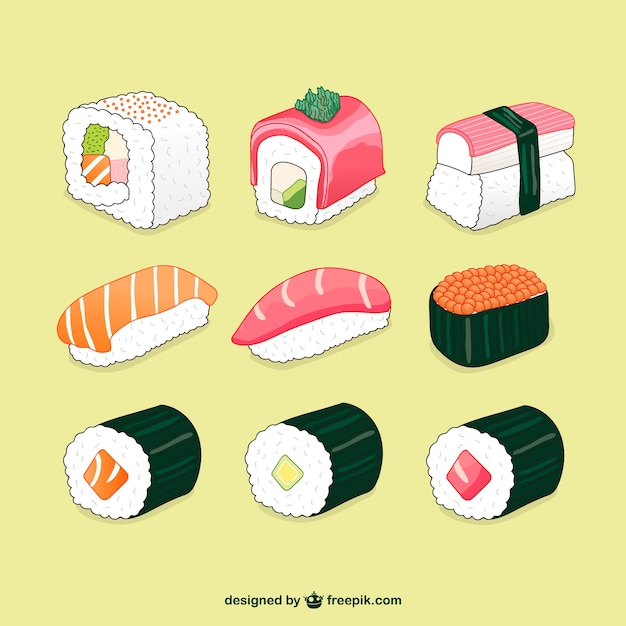 寿司イラストパック 無料のベクター