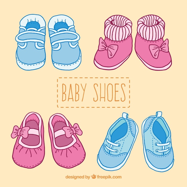 かわいい赤ちゃんの靴のイラスト 無料のベクター