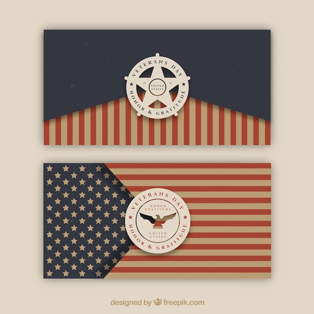 退役軍人の日のアメリカ合衆国の国旗とバナー