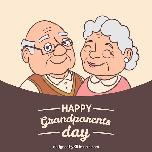 幸せな祖父母のイラストと背景 無料のベクター