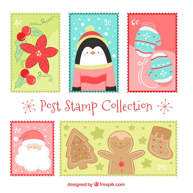 クリスマス郵便切手のコレクション 無料のベクター