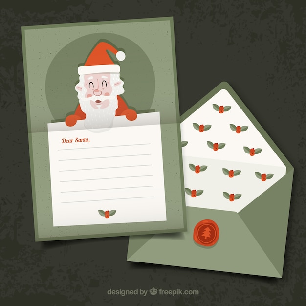 かわいい手紙、サンタクロースと封筒 無料のベクター
