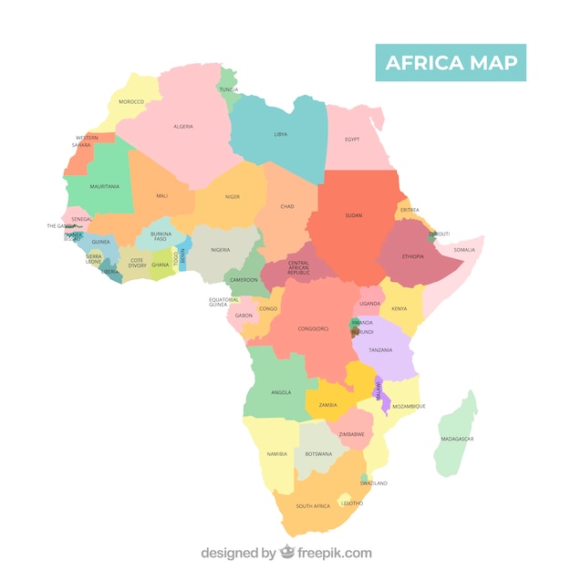 異なる色のアフリカ大陸の地図 無料のベクター
