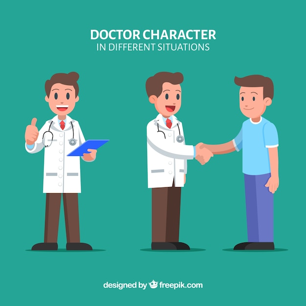 患者と一緒に医者のキャラクターを集める 無料のベクター