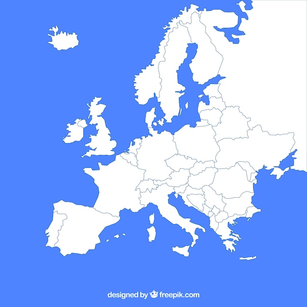 フラットスタイルの色を使ったヨーロッパの地図 無料のベクター