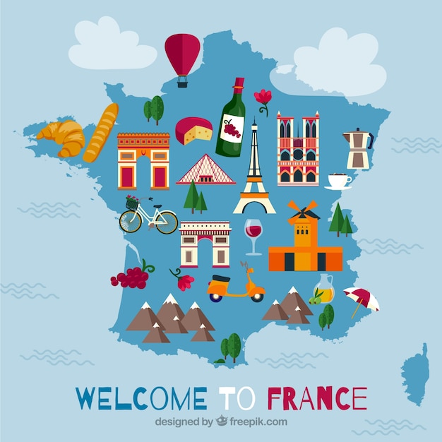 かわいいディズニー画像 ぜいたくフランス 地図 イラスト フリー