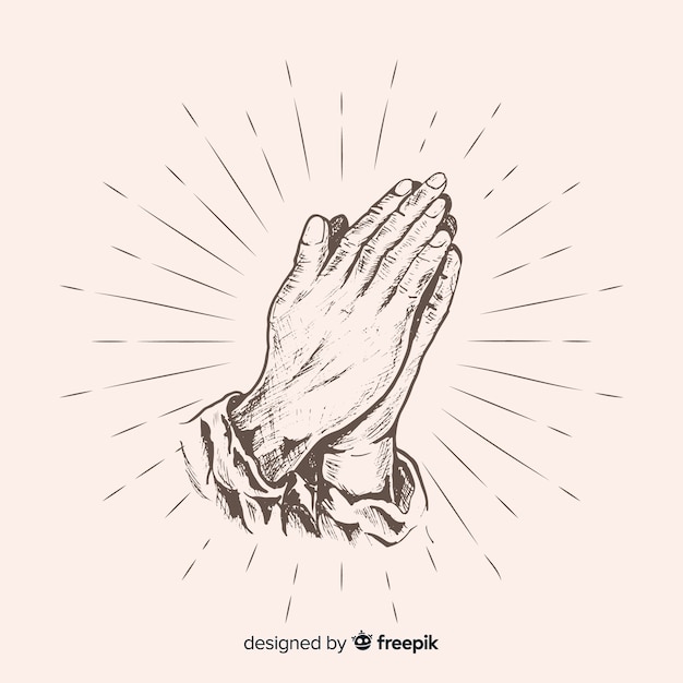現実的な祈りの手の背景 無料のベクター