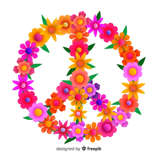 花の平和サイン ベクター画像 無料ダウンロード