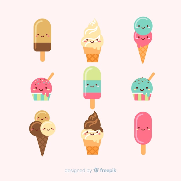 かわいいアイスクリームキャラクター 無料のベクター