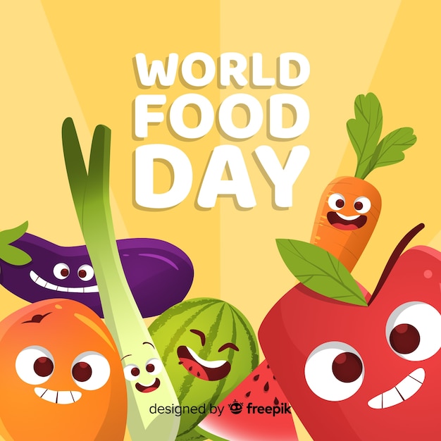カラフルな手描きの世界の食べ物の日 無料ベクター
