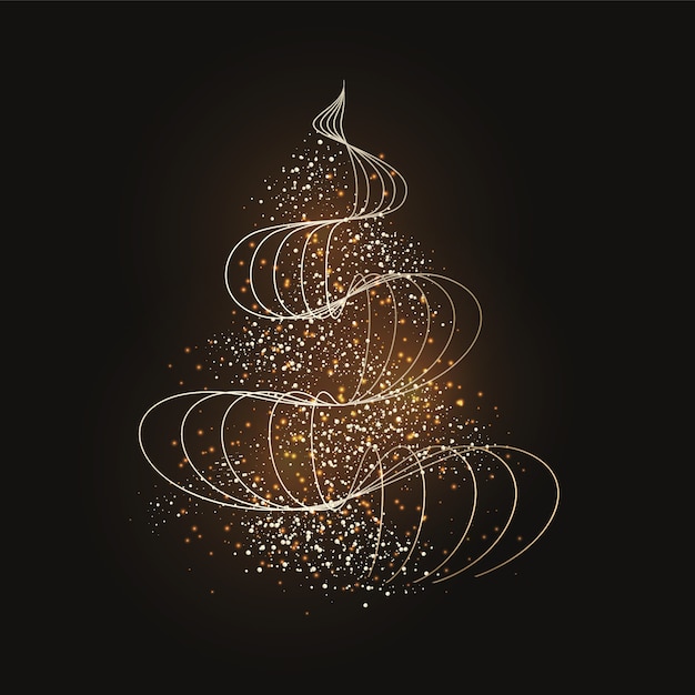抽象的なゴールデンクリスマスツリーの壁紙 無料のベクター