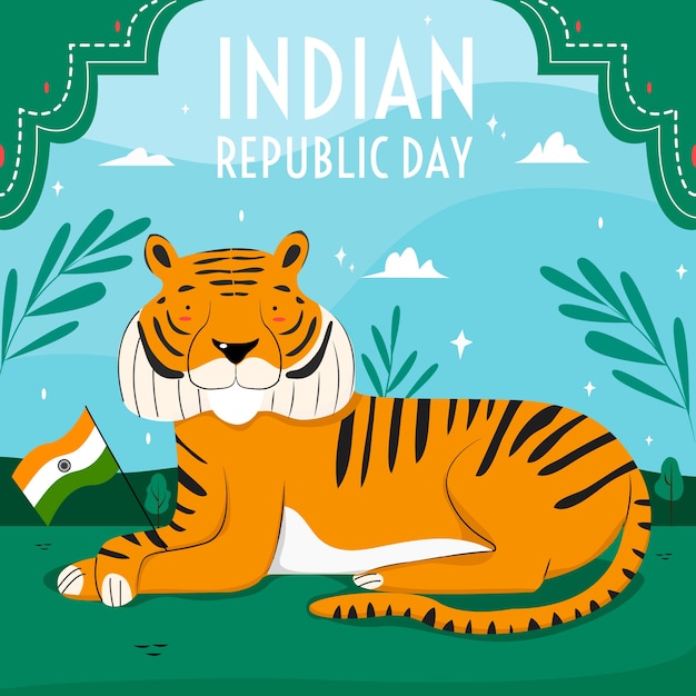 手描きインド共和国記念日の壁紙 無料のベクター