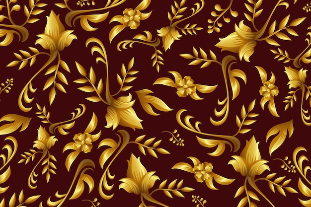 黄金の観賞用の花の壁紙のコンセプト 無料のベクター