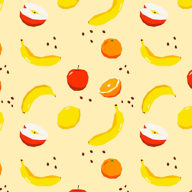 リンゴとバナナのフルーツパターン 無料のベクター
