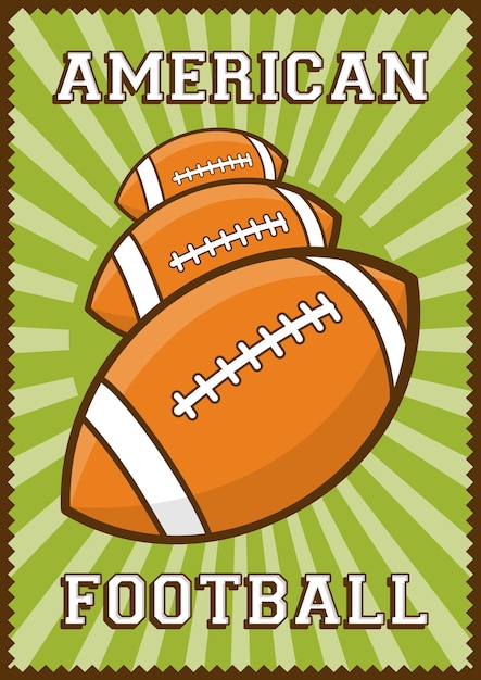 アメリカンフットボールラグビースポーツレトロポップアートポスターサイネージ プレミアムベクター