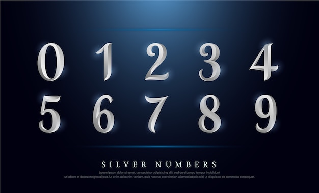 エレガントな数字シルバー色の金属のクロムアルファベットのフォント