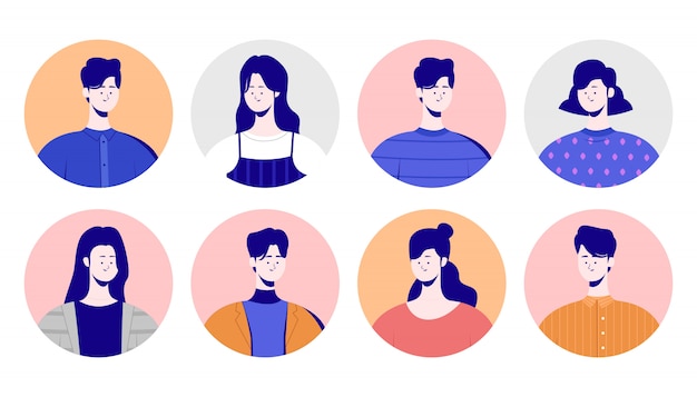 角度の横にあるビジネスキャラクターのコンセプト クールなキャラクターの男性と女性 韓国風 漫画スタイルのカラー写真 プレミアムベクター