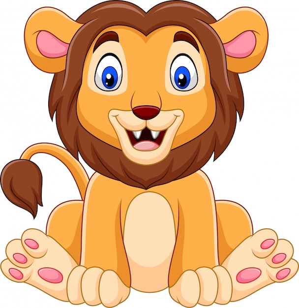 かわいい赤ちゃんライオン漫画 プレミアムベクター