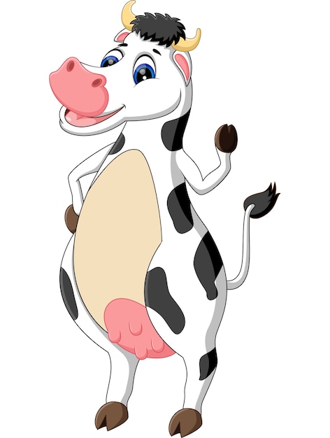 Погляд мило мультфільм корова |  Преміум векторів