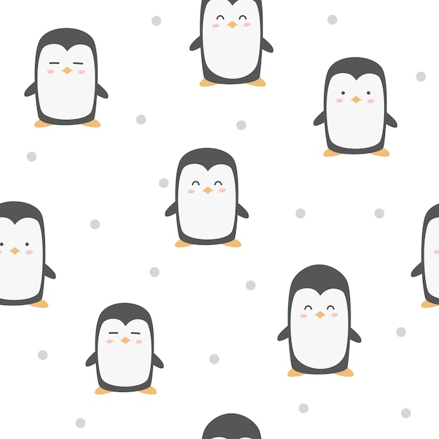 かわいいかわいいおかしいペンギン動物漫画のシームレスなパターンの