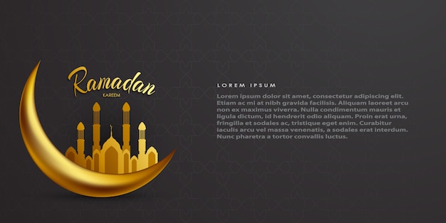 イスラムの祭りの背景に金色の三日月とラマダンカリームの背景イラスト