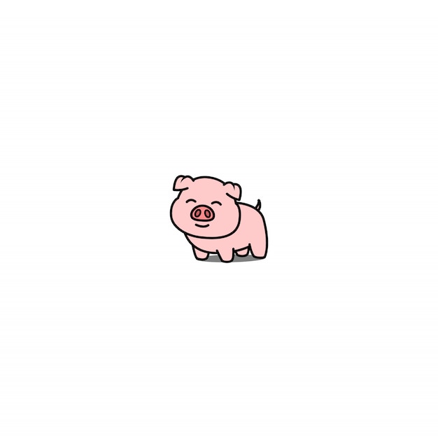 かわいい豚の漫画のアイコン プレミアムベクター