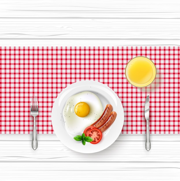 現実的な朝食メニューのイラスト プレミアムベクター