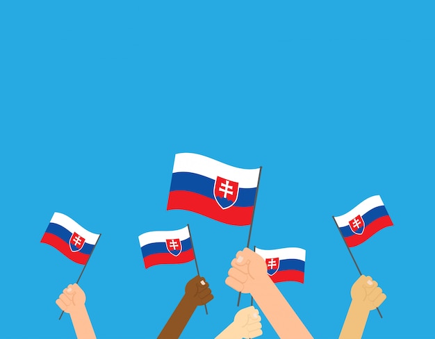 両手スロバキアの国旗 プレミアムベクター