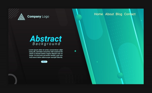 黒と青のグラデーションでクールな抽象的なランディングページの背景 プレミアムベクター