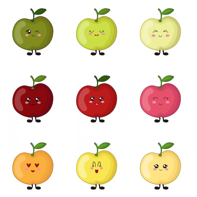 色違いのかわいいりんごのセット かわいいキャラクター プレミアム