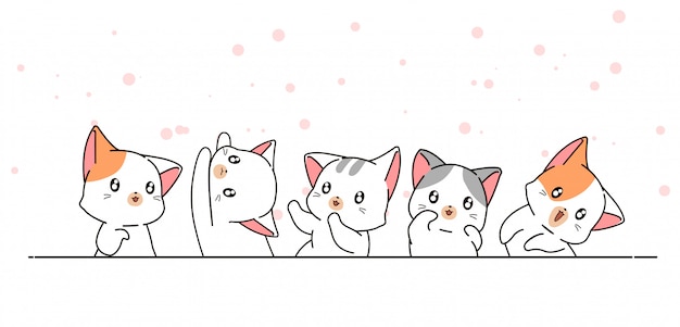 手描きのかわいい猫キャラクター プレミアムベクター