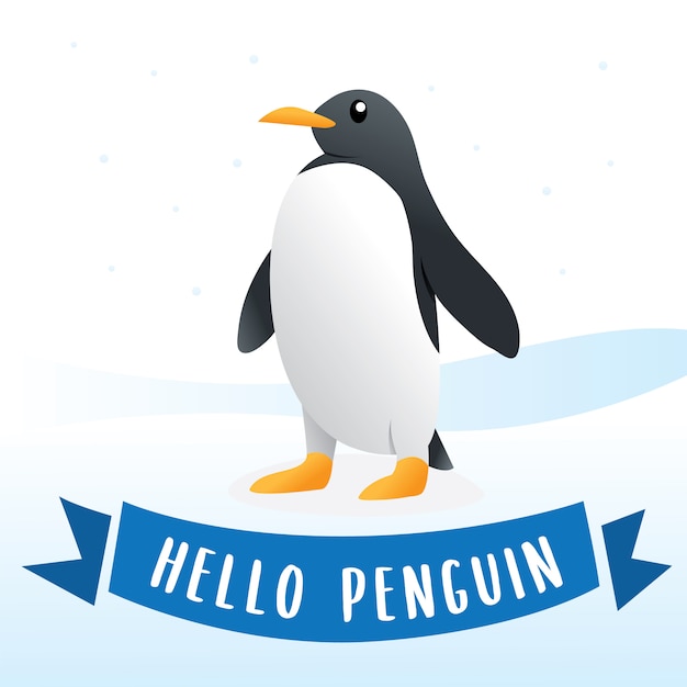 かわいいペンギンキャラクター漫画イラスト 雪の上のペンギン