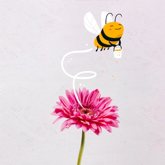 かわいい手描きミツバチと蜂 無料のベクター