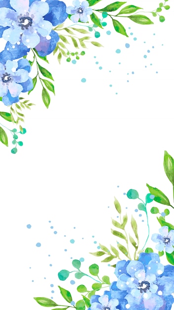水彩画の青い花のモバイル壁紙 無料のベクター
