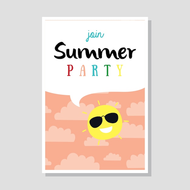 かわいい冒険と夏のカードでの旅行 ポスターデザインシリーズ