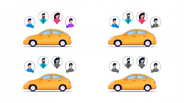 完成車の乗客。 Premiumベクター