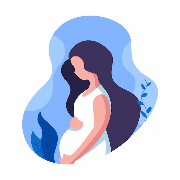 妊娠中の女性のロゴモダンなフラットデザインイラスト プレミアム