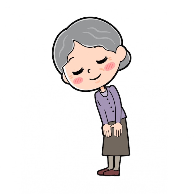 漫画のキャラクターのおばあちゃん 弓 プレミアムベクター