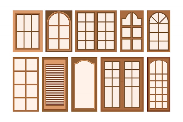木製の窓のベクトルイラスト プレミアムベクター