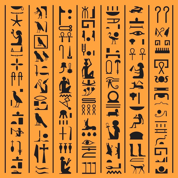 古代エジプトの文字のエジプトの象形文字文字パピルス背景。