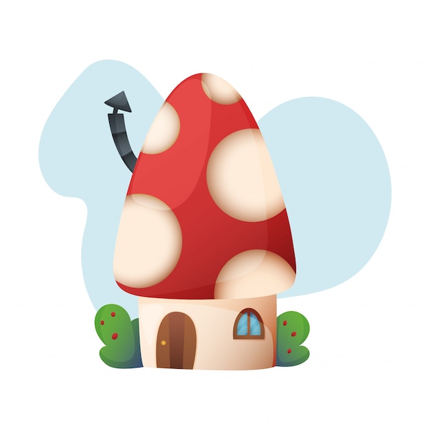 ファンタジー家ベクトル漫画の妖精の樹上の家と分離された子供のおとぎ話のプレイハウスの住宅村イラストセット プレミアムベクター